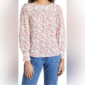 Rebecca Taylor Ikat Long Sleeve Fleur Blouse